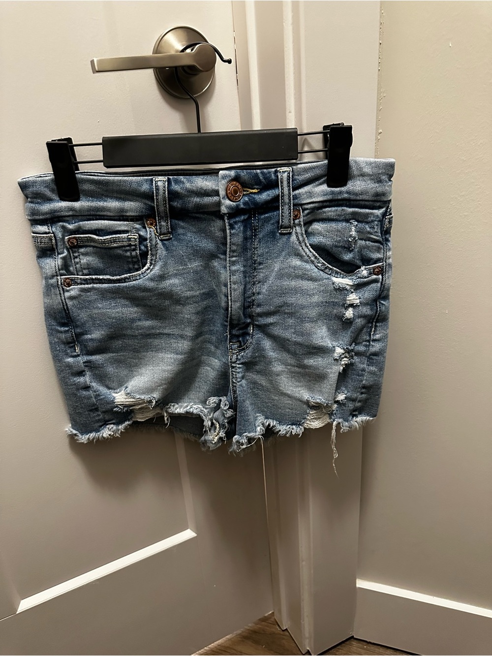 American Eagle Outfitters Light Blue Distressed Denim Jean Shorts